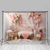 Aperturee - Aperturee Indoor Pink Boho Tassel Floral Candle Photo Backdrop